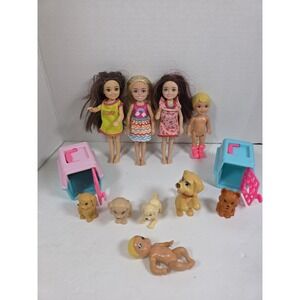 Mattel Barbie Kelly Chelsea Mixed Years—Dogs, Cat & Dolls Lot